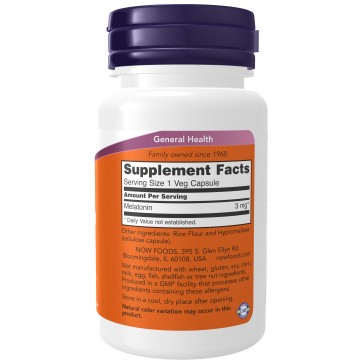 Melatonina 3mg 60 caps NOW Foods - Imagem 2