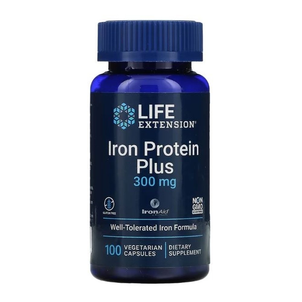 Iron Protein Plus 300mg 100 vegcaps Life Extension