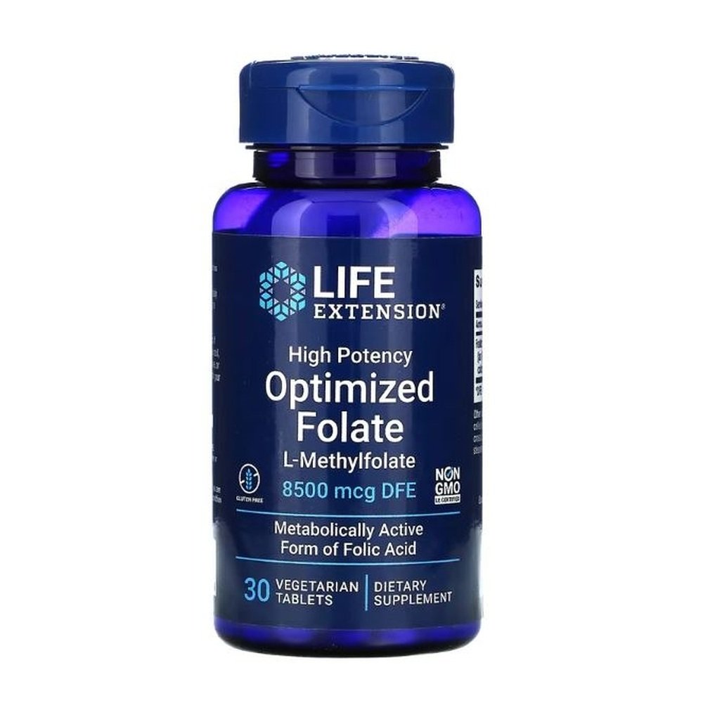 High Potency Optimized Folate 8500 mcg 30 vegetarian tablets life