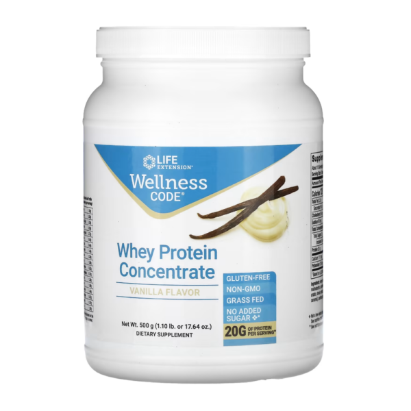 Wellness Code, Whey Protein Concentrate, Vanilla , 1.10 lb (500 g) Life Extension
