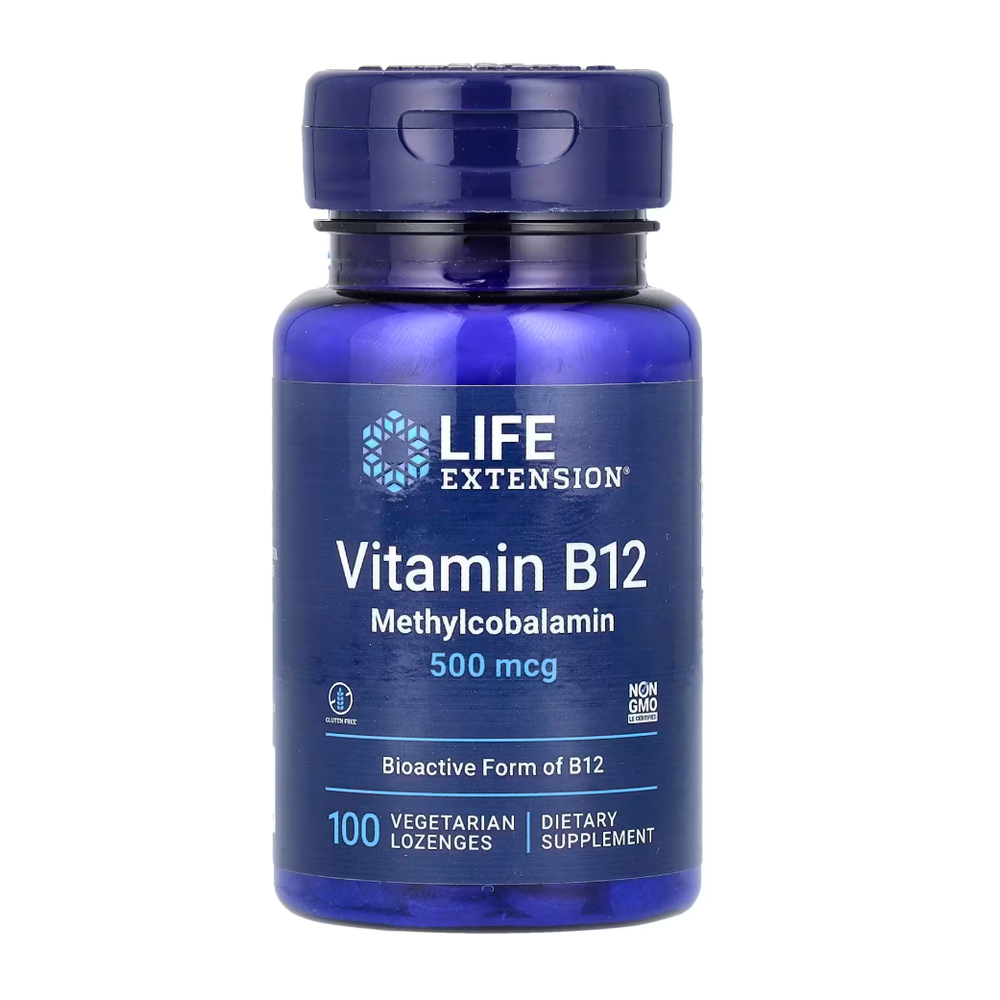 Vitamin B12 Methylcobalamin 500 mcg, 100 vegetarian lozenges Life Extension