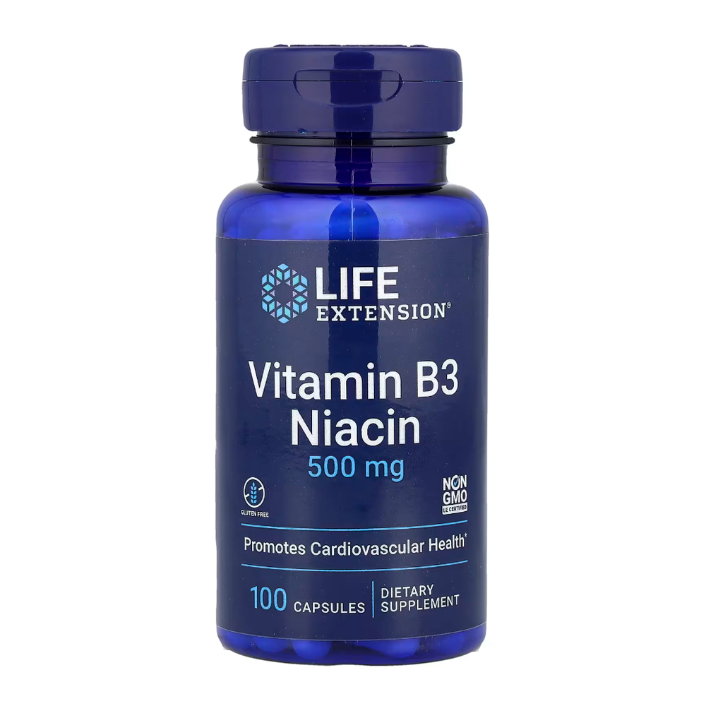 Vitamin B3 Niacin 500 mg, 100 capsules Life Extension