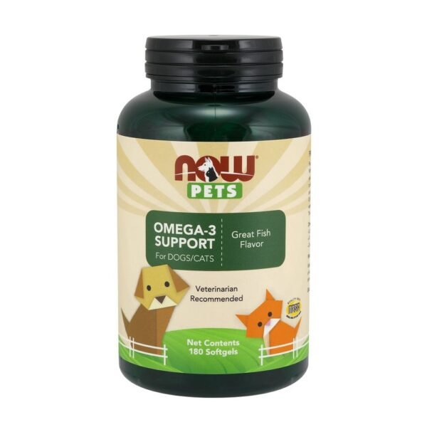 Omega 3 Support for Dogs & Cats para cães e gatos 180 Softgels NOW Pets