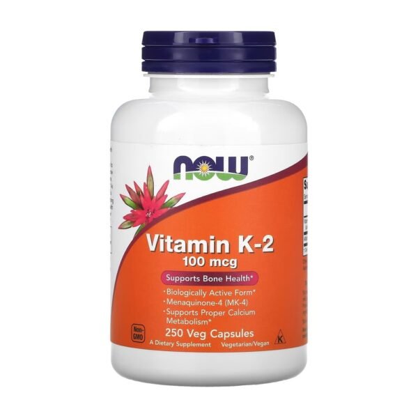 Vitamin K-2, 100 mcg, 250 Veg Capsules Now foods