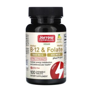 Vegan Methyl B-12 & Methyl Folate, Extra Strength, Lemon, 100 Chewable Tablets Jarrow Formulas