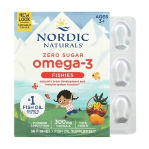 Omega-3 Fishies, Zero Sugar, Ages 3+, Tutti Frutti, 300 mg, 36 Fishies