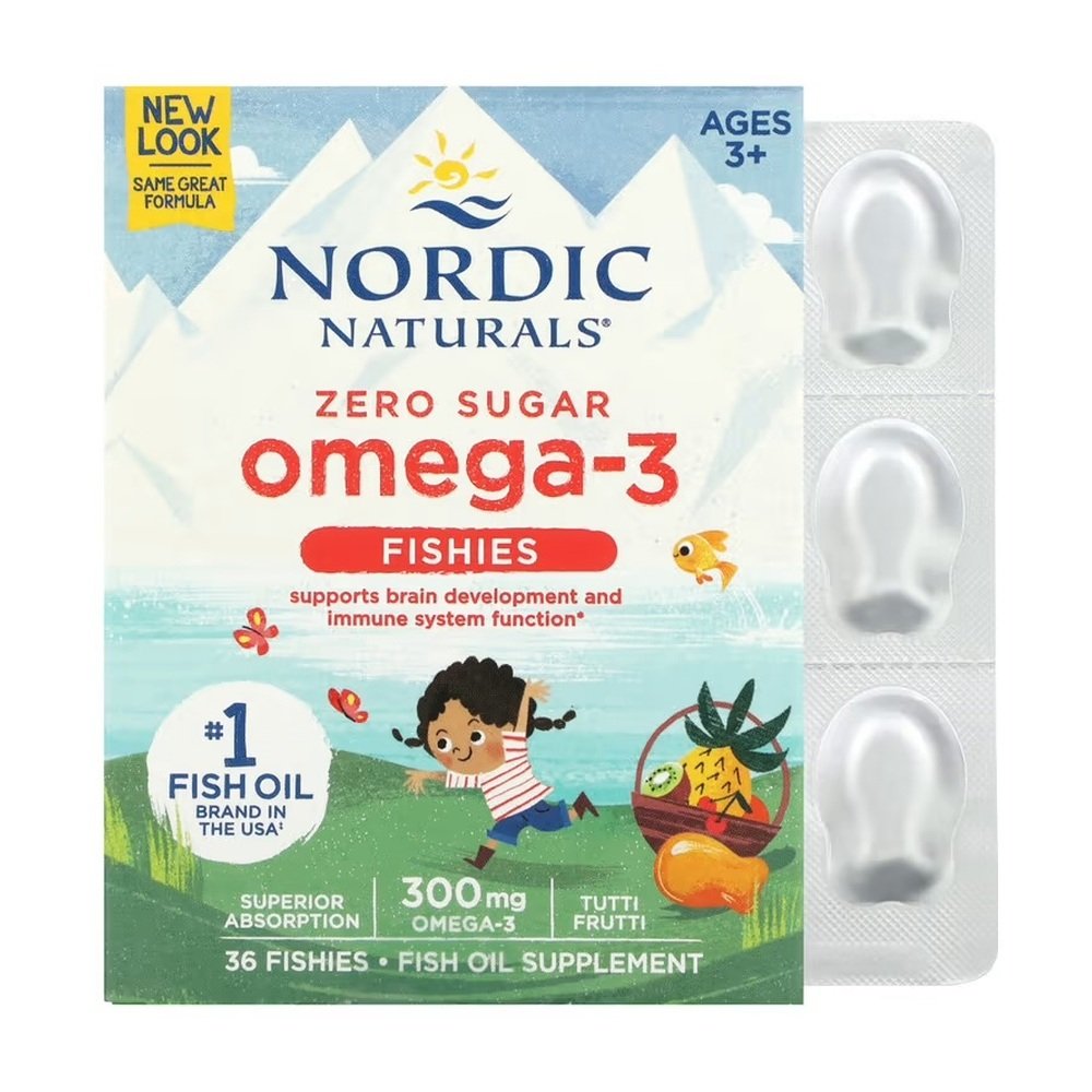 Omega-3 Fishies, Zero Sugar, Ages 3+, Tutti Frutti, 300 mg, 36 Fishies