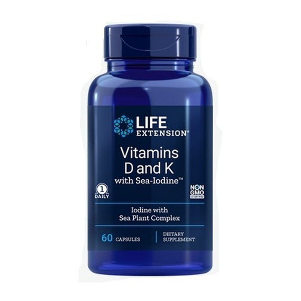 Vitamina D e K com Sea-Iodine 60 capsules LIFE Extension